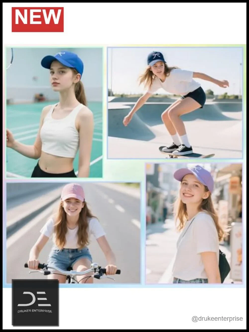 Adjustable Cotton Baseball Cap with Bow Tie for Women